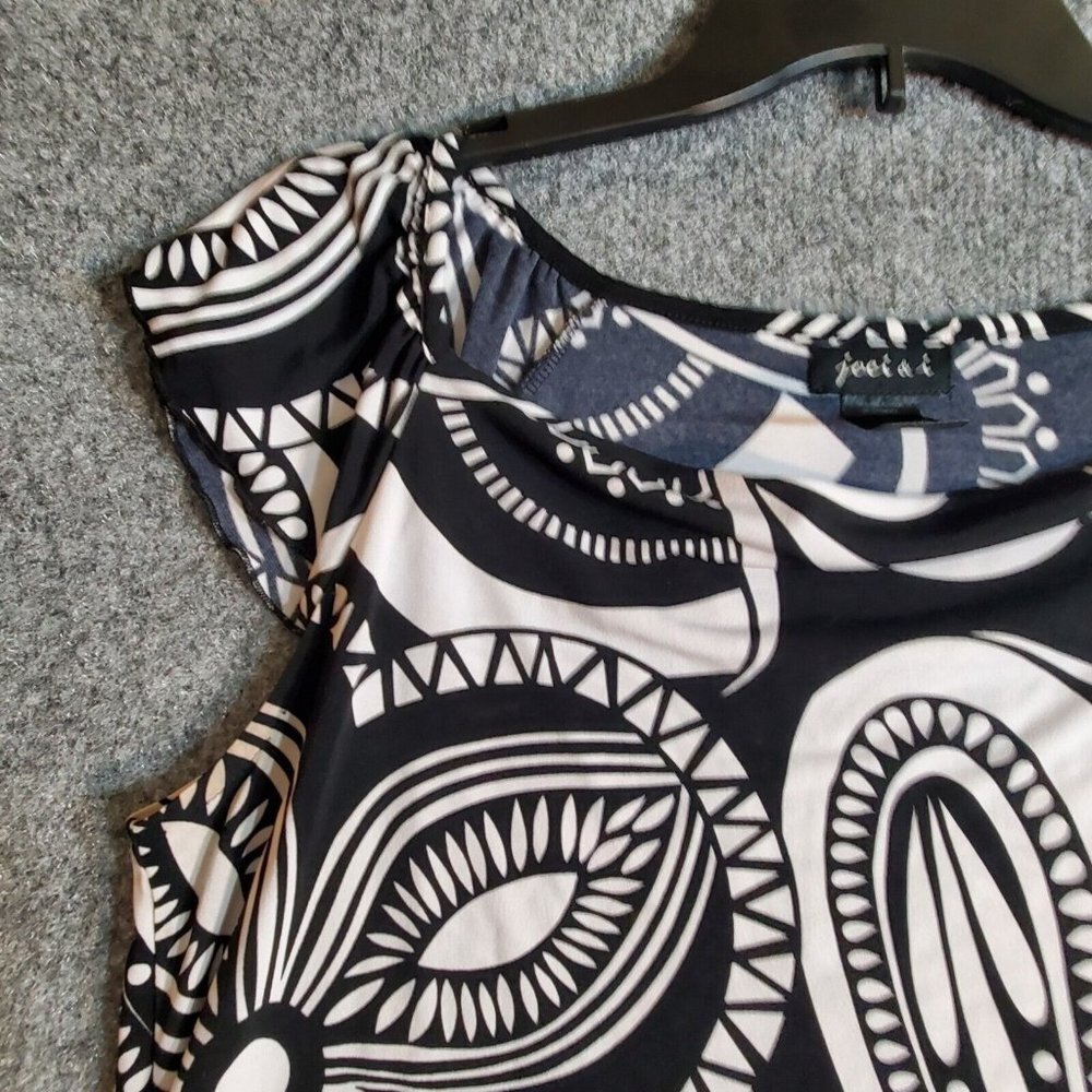 Joei & I Women Sleeveless Black White Bold Print Blouse Size Small S Summer - Picture 4 of 9